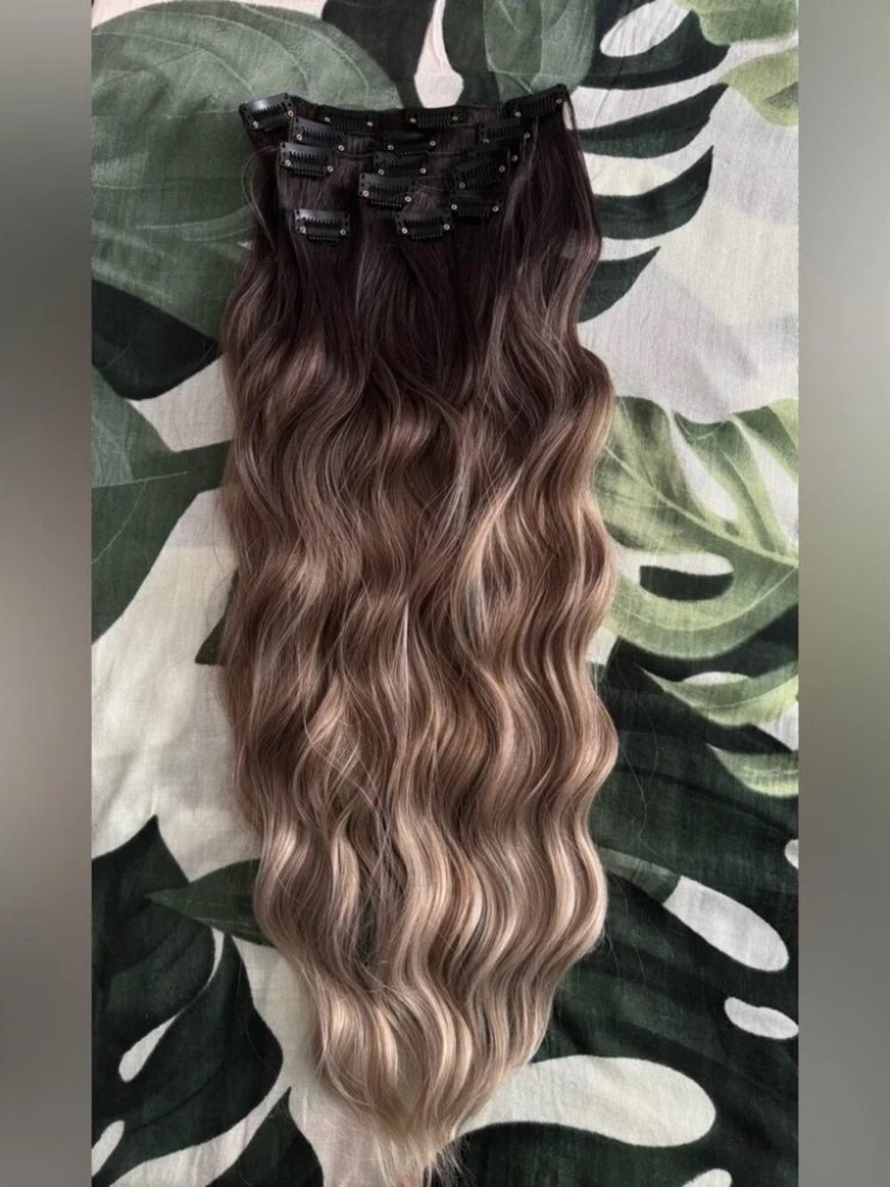 Human hair blend Perfect Balayage Blonde Clip in Extensions 22 In